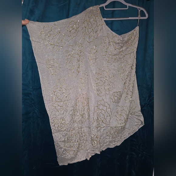 NWT Monique Leshman Size XS Elegant Gold and Cream One-Shoulder Dress - Picture 2 of 11